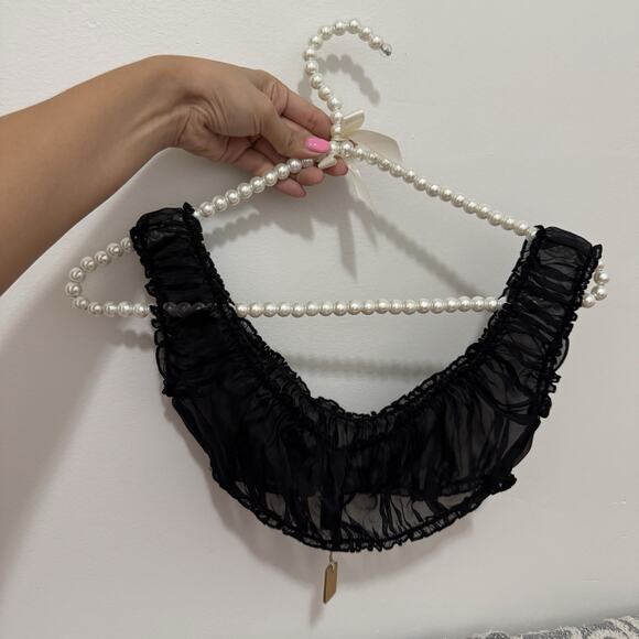 Skims Size Xs Onyx Romance Chiffon Crop Top 100% Silk bralette - Picture 6 of 11